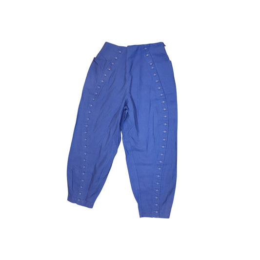 Farm Rio Navy Blue High-Waisted LinenTapered Pants, Medium NWT