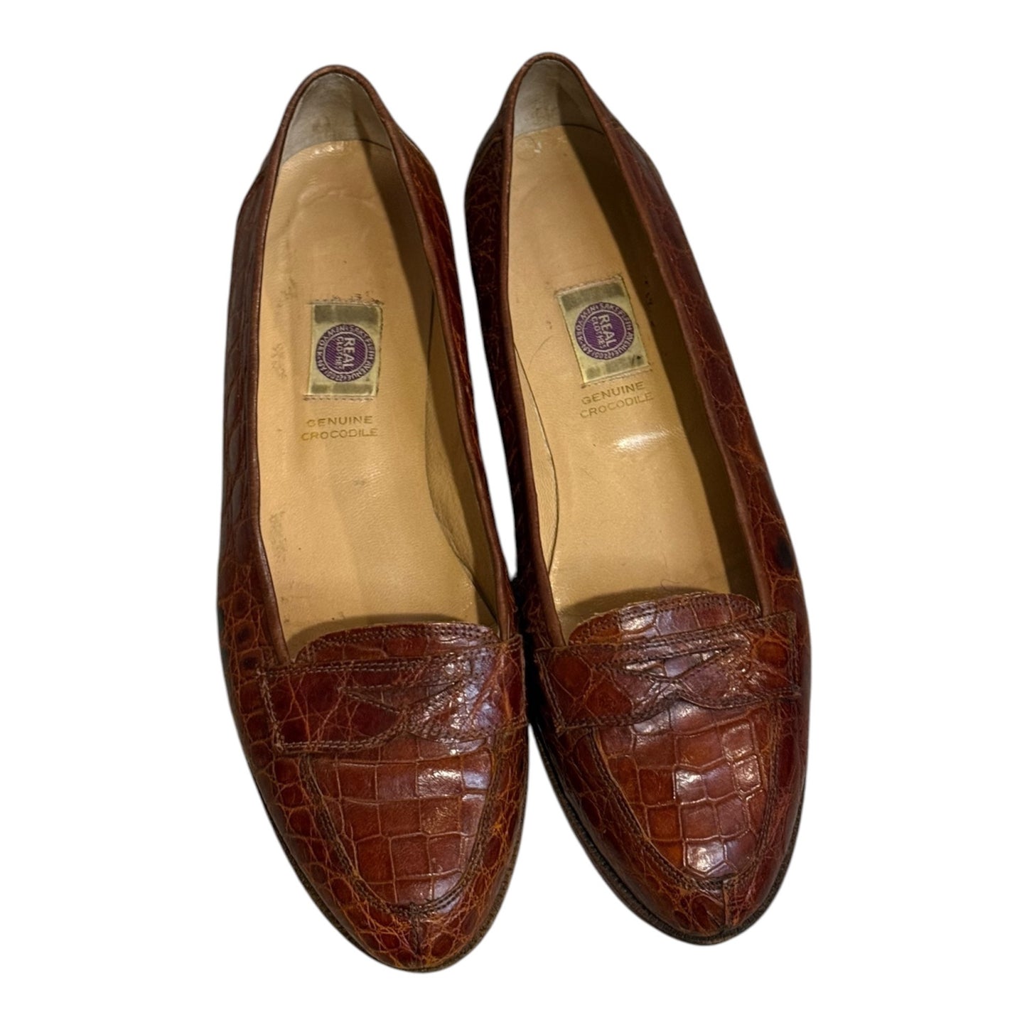 Saks  Crocodile Leather Vintage Loafers Size 8 (fits size 7 better)