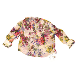 Dolce & Gabbana Girls Floral Sheer Ruffled Blouse, 4T NWT