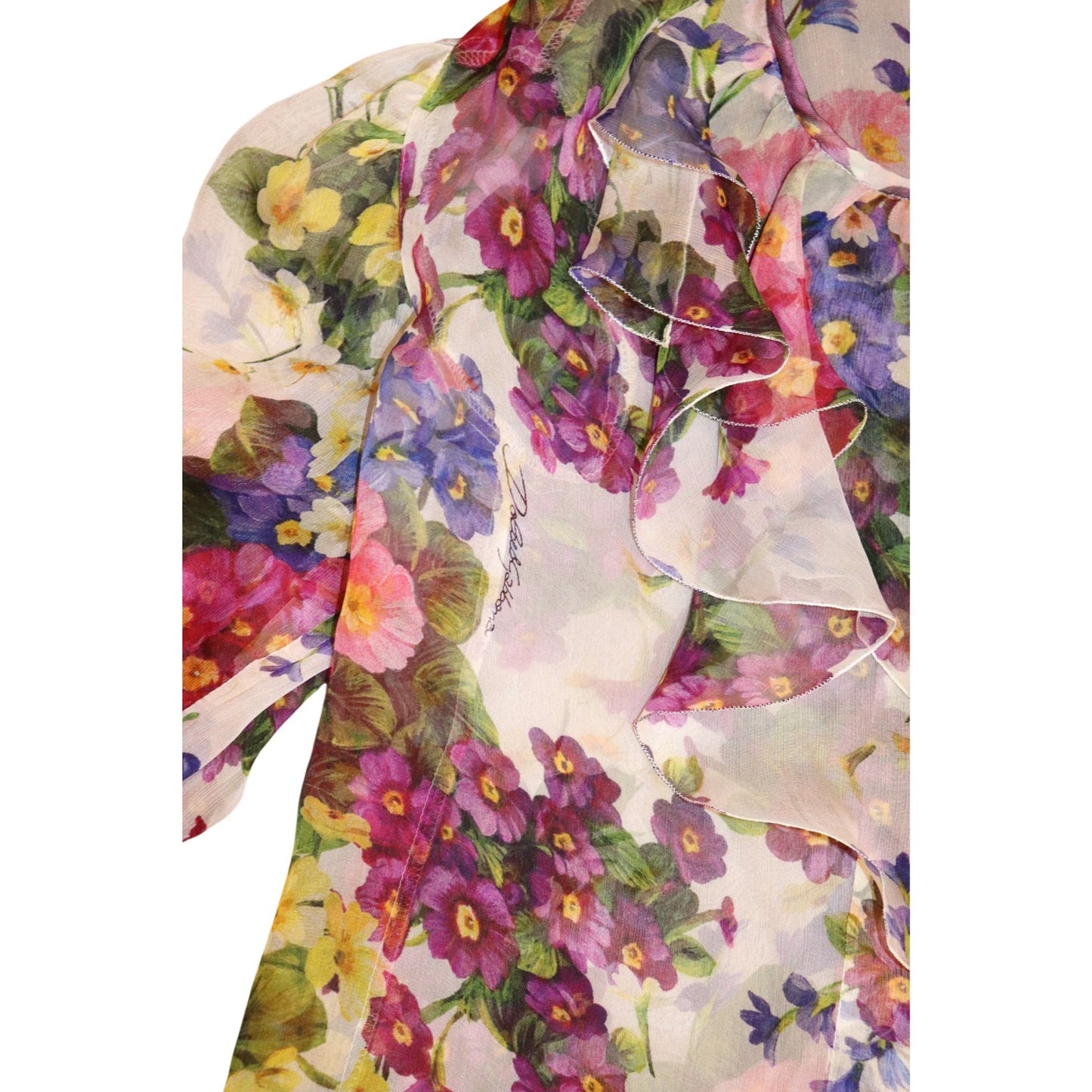 Dolce & Gabbana Girls Floral Sheer Ruffled Blouse, 4T NWT