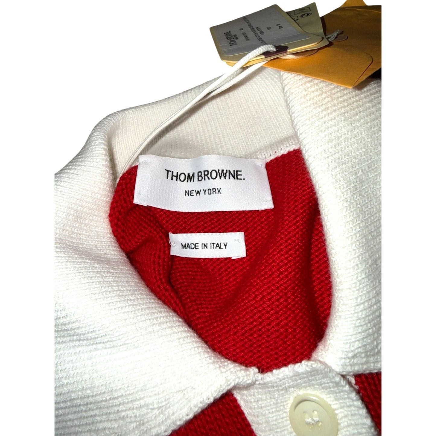 Thom Browne Womens Red Knit Polo Sweater, Size 38/M New