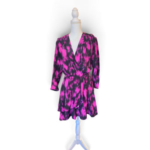 Zadig & Voltaire Womens Silk Wrap Dress M Black & Pink Abstract Print NWT