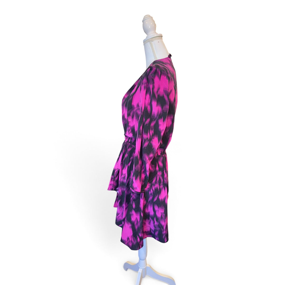 Zadig & Voltaire Womens Silk Wrap Dress M Black & Pink Abstract Print NWT