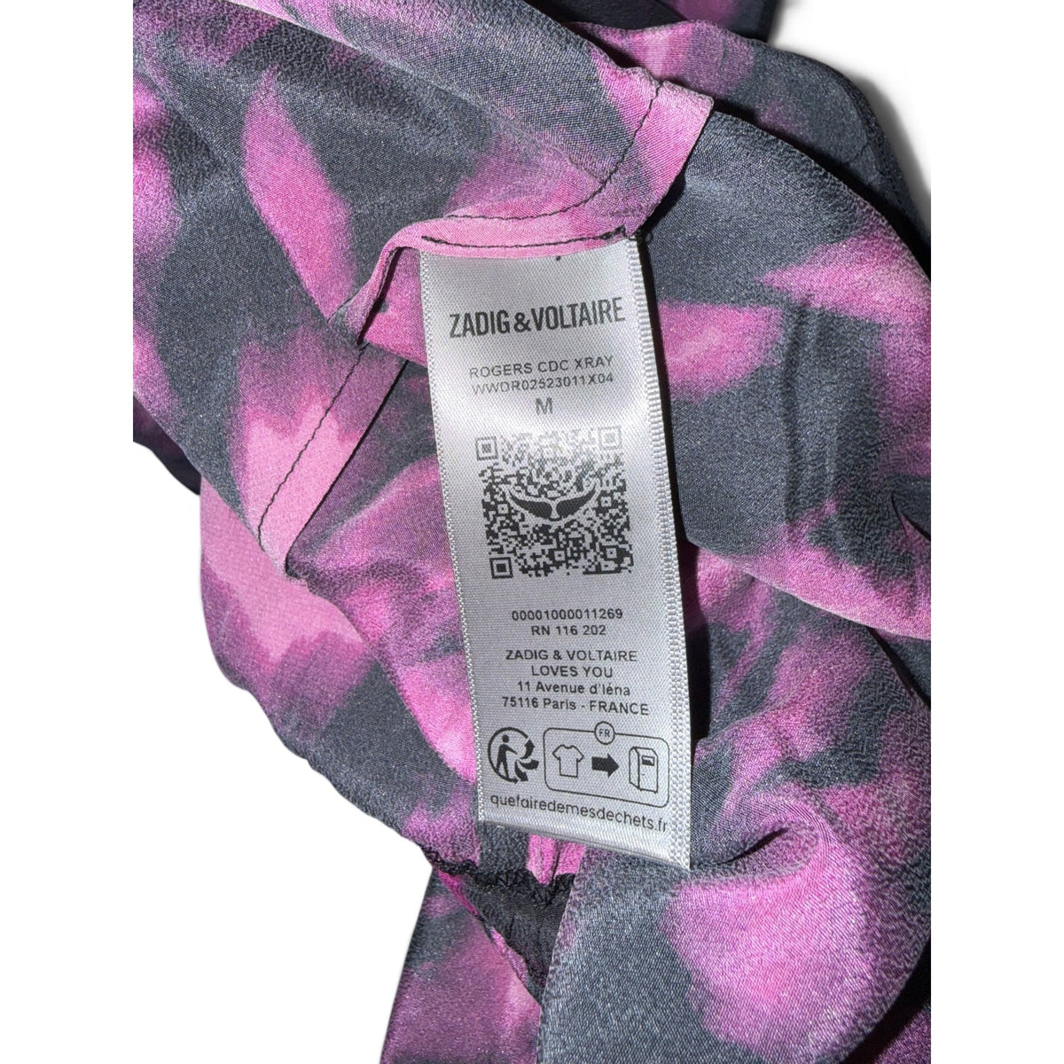 Zadig & Voltaire Womens Silk Wrap Dress M Black & Pink Abstract Print NWT