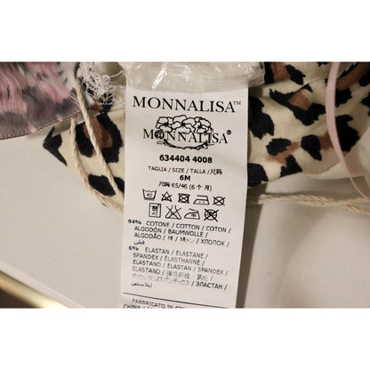 Monnalisa Infant Girls Leopard-Print Waistband White Pants, Size 6M NWT