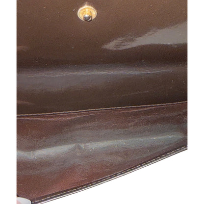 Gucci Brown Patent Leather Long Wallet With Gold-Tone Clasp