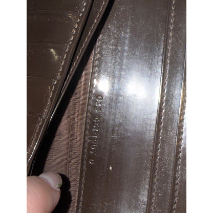 Gucci Brown Patent Leather Long Wallet With Gold-Tone Clasp
