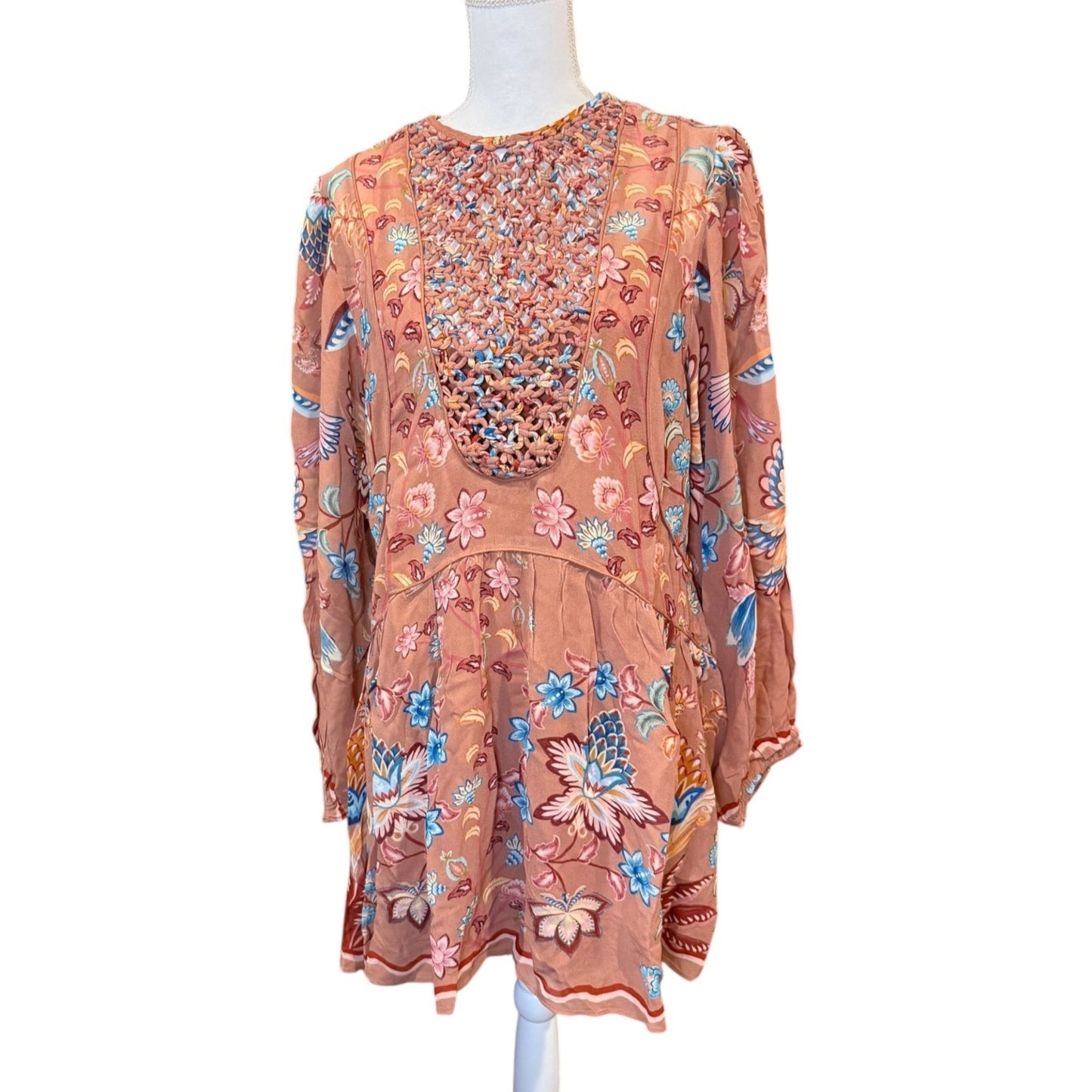 FARM Rio Mocha Lace Dress Boho Enhance Mocha, Medium NWT