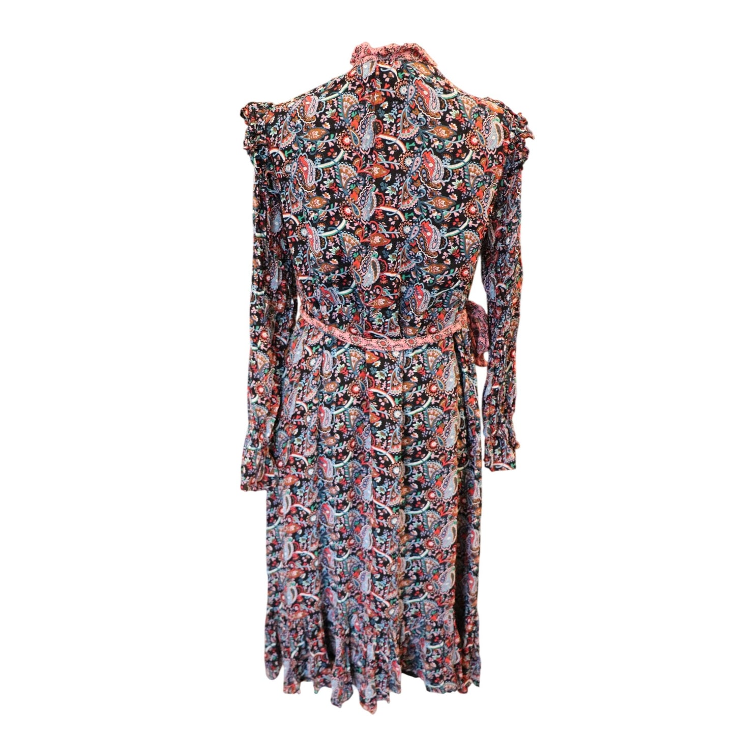 Boden Womens Paisley Print Long-Sleeve Ruffle Dress, Size 10