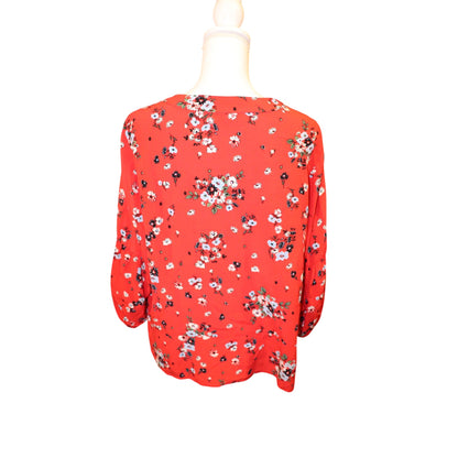Gerard Darel Red Floral Print Blouse Womens, Size 46/XL
