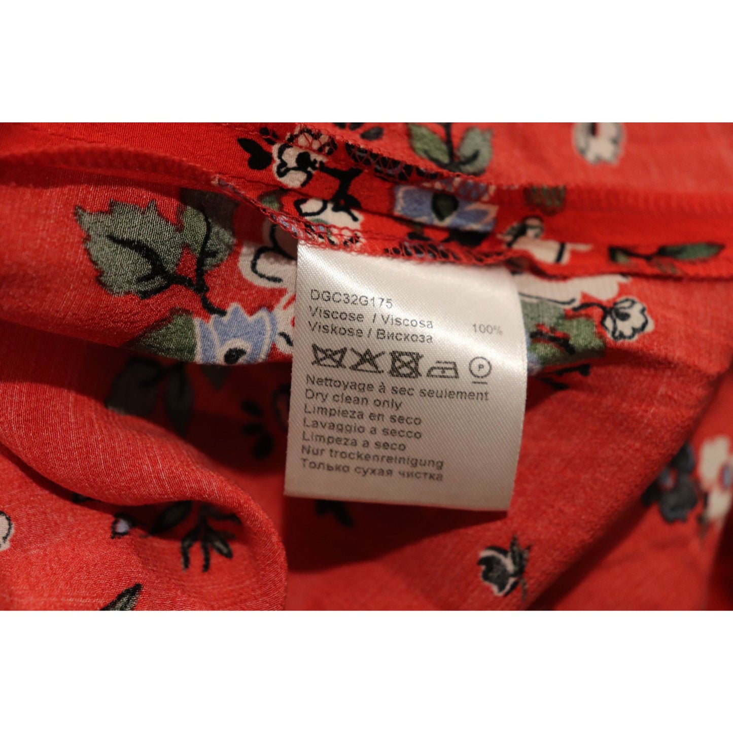 Gerard Darel Red Floral Print Blouse Womens, Size 46/XL