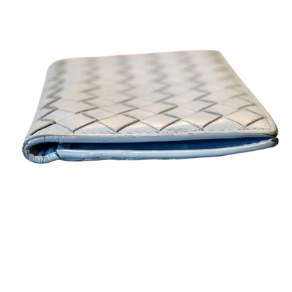 Bottega Veneta Woven Leather Card Holder Wallet Light Blue Italy