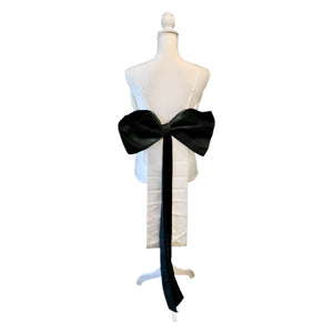 Nonchalant Label Antonella White Satin Top With Black Bow Detail, Medium NWT