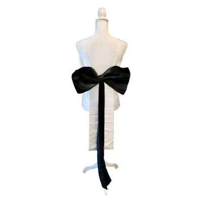 Nonchalant Label Antonella White Satin Top With Black Bow Detail, Medium NWT