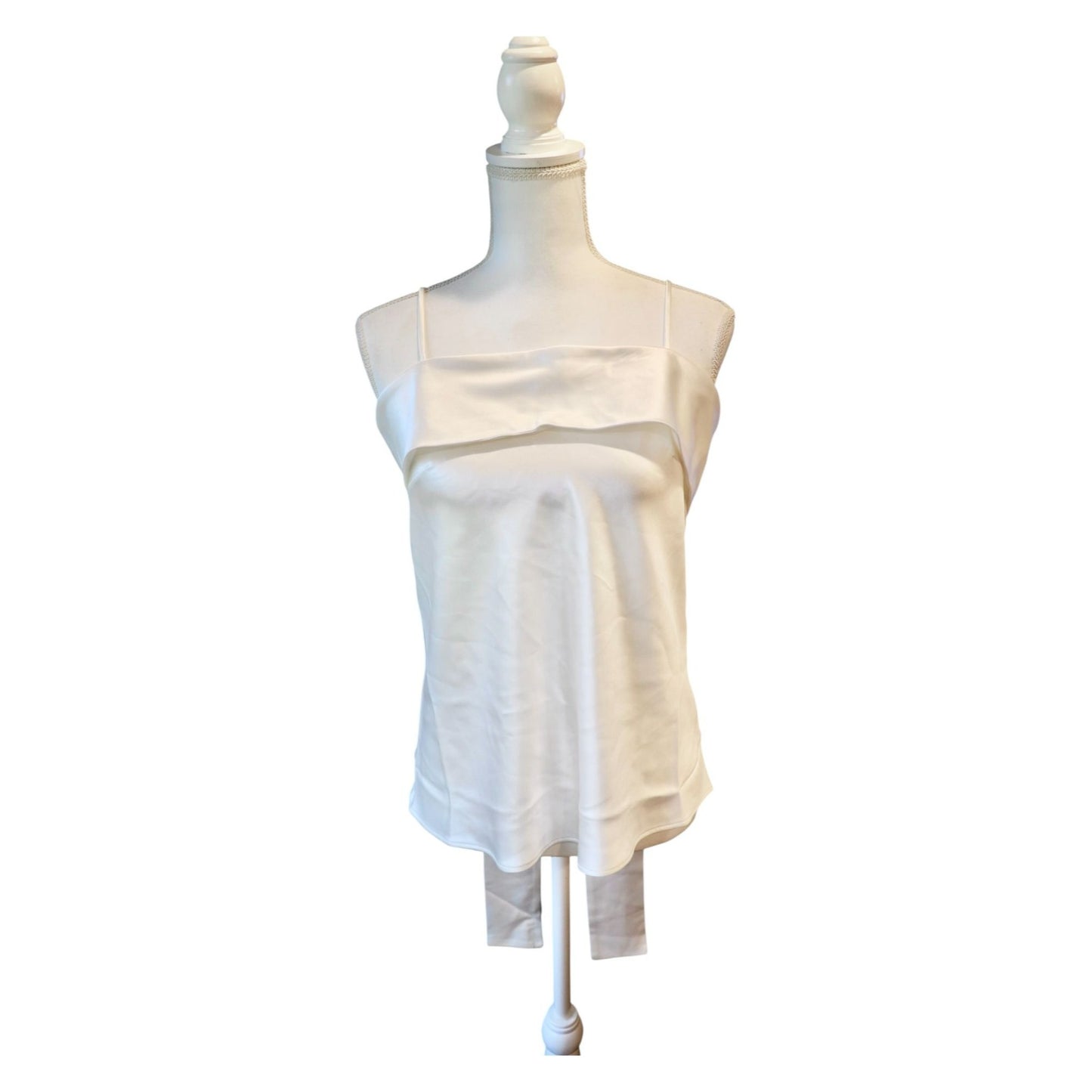 Nonchalant Label Antonella White Satin Top With Black Bow Detail, Medium NWT