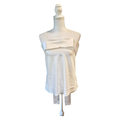 Nonchalant Label Antonella White Satin Top With Black Bow Detail, Medium NWT