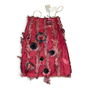 Christopher Kane Burgundy Feather Flower mesh Pencil Skirt Size 6 (runs small)