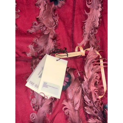 Christopher Kane Burgundy Feather Flower mesh Pencil Skirt Size 6 (runs small)