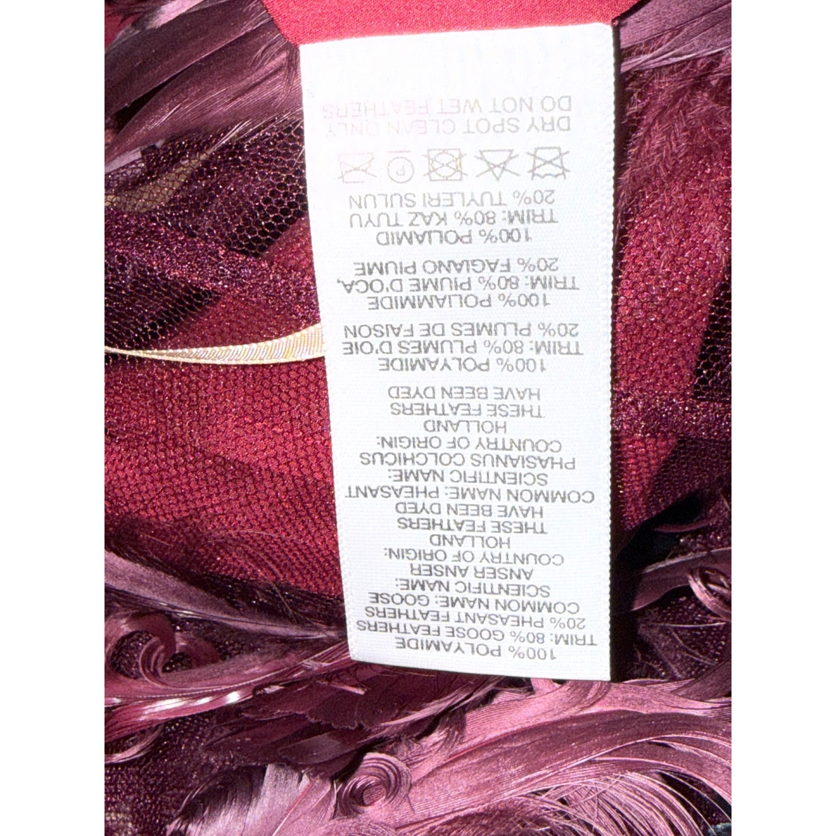 Christopher Kane Burgundy Feather Flower mesh Pencil Skirt Size 6 (runs small)