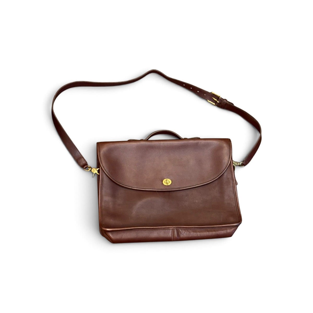 Vintage Coach Brown Leather Messenger Briefcase With Adjustable Strap