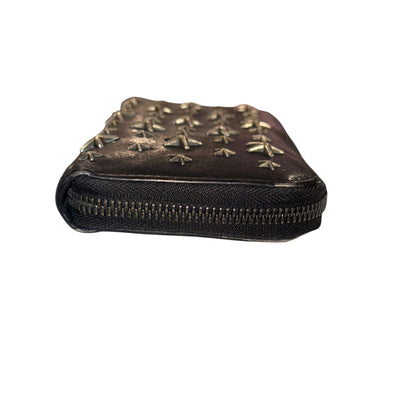 Jimmy Choo Black Star Studded Leather Zip Around Wallet