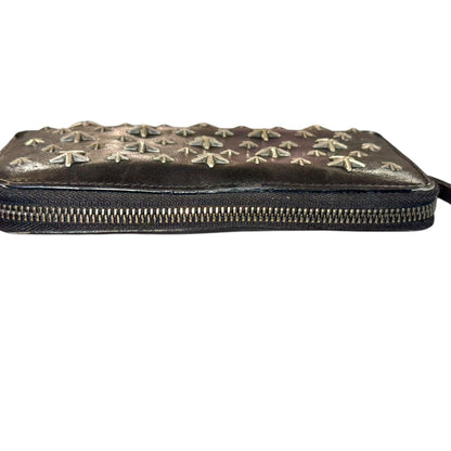 Jimmy Choo Black Star Studded Leather Zip Around Wallet