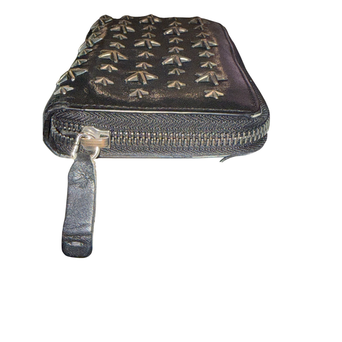 Jimmy Choo Black Star Studded Leather Zip Around Wallet