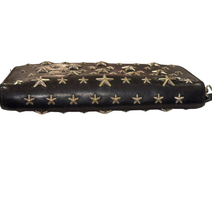 Jimmy Choo Black Star Studded Leather Zip Around Wallet