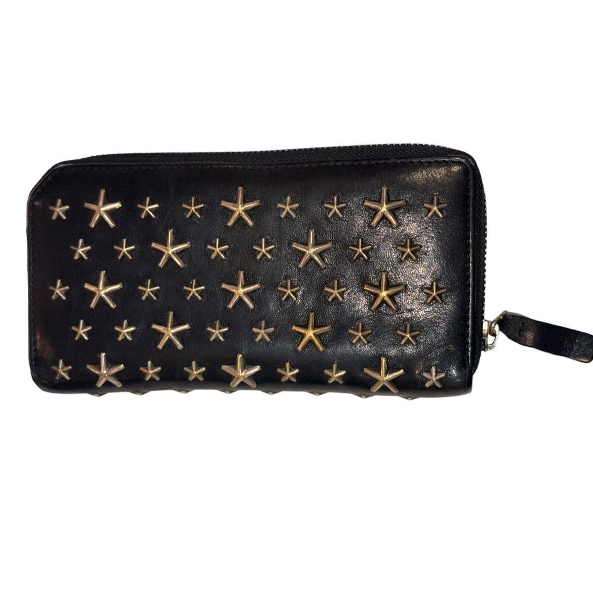 Jimmy Choo Black Star Studded Leather Zip Around Wallet