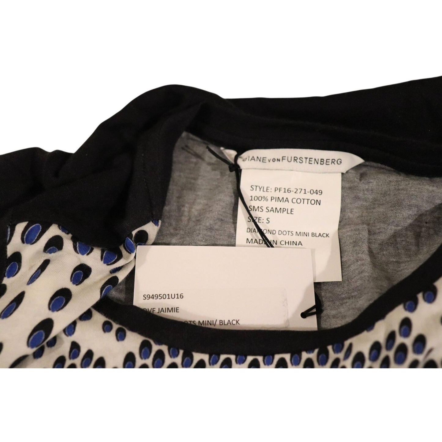 Diane Von Furstenberg Diamond Dots T-Shirt, Small NWT