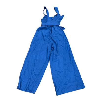 Farm Rio Belted Pleated Linen-Blend Jumpsuit, Large