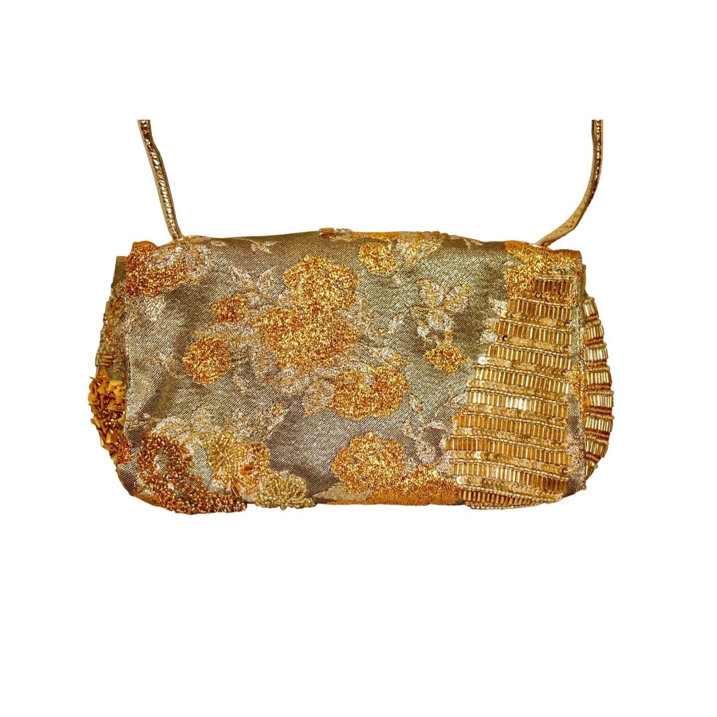 Dries Van Noten Gold Floral Jacquard Shoulder Bag
