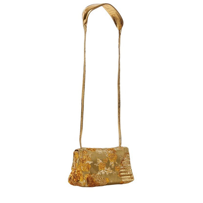 Dries Van Noten Gold Floral Jacquard Shoulder Bag