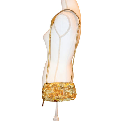 Dries Van Noten Gold Floral Jacquard Shoulder Bag