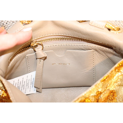 Dries Van Noten Gold Floral Jacquard Shoulder Bag
