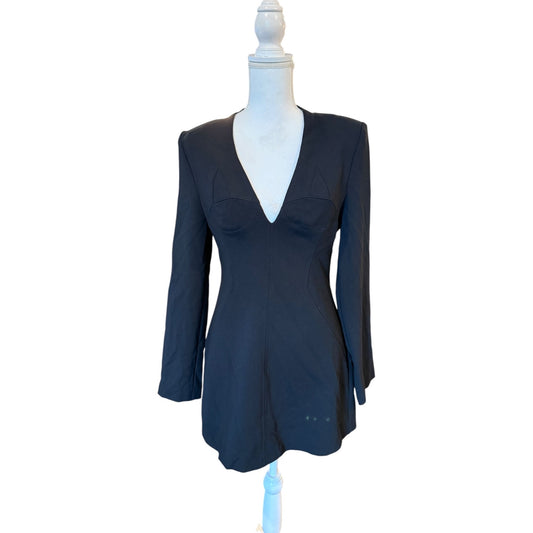 Black Halo Womens Black Long Sleeve Fitted Mini Dress Size 6 Polyamide Blend Made In USA