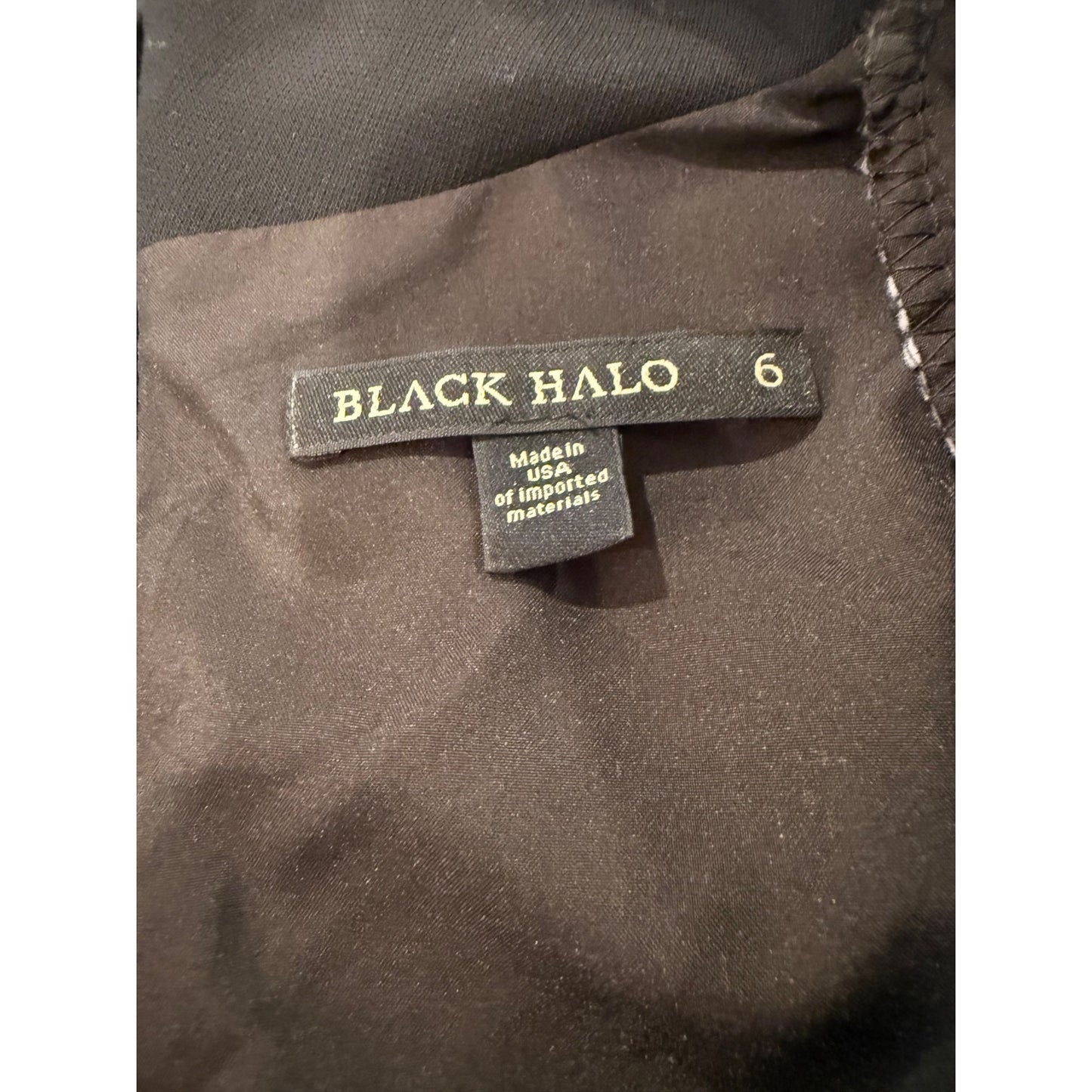Black Halo Womens Black Long Sleeve Fitted Mini Dress Size 6 Polyamide Blend Made In USA