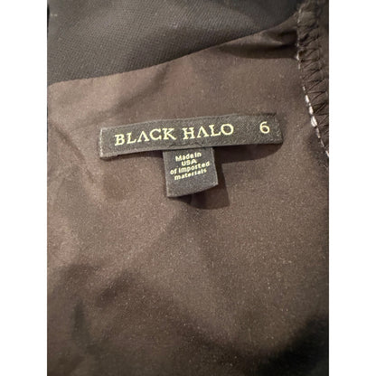 Black Halo Womens Black Long Sleeve Fitted Mini Dress Size 6 Polyamide Blend Made In USA