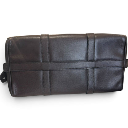 Christian Dior Vintage Brown Leather Top Handle Bag With Gold Hardware & Padlock