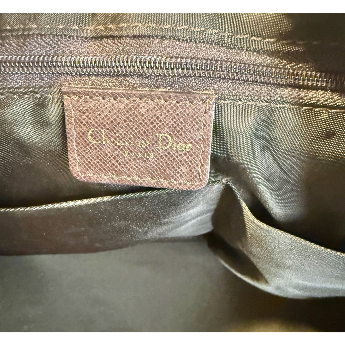 Christian Dior Vintage Brown Leather Top Handle Bag With Gold Hardware & Padlock