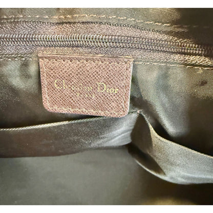 Christian Dior Vintage Brown Leather Top Handle Bag With Gold Hardware & Padlock