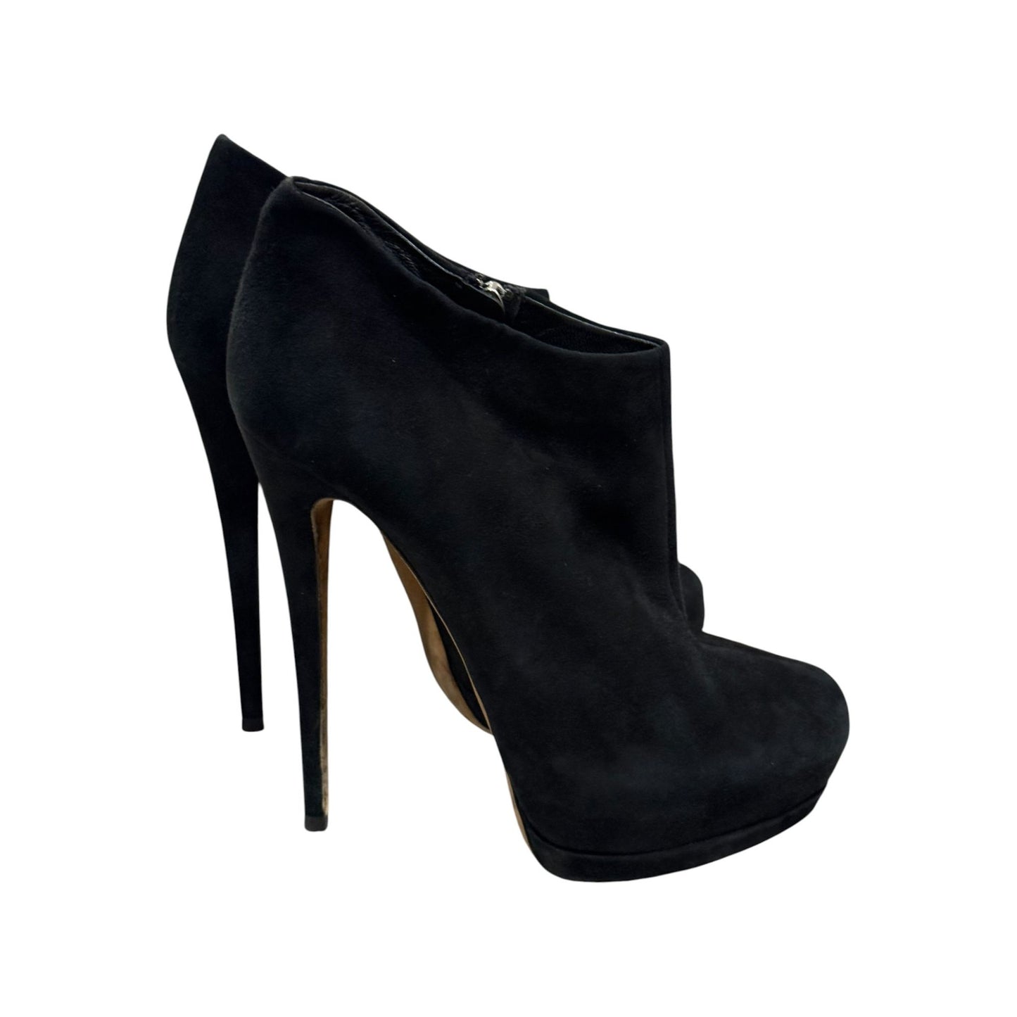 Giuseppe Zanotti Black Suede Eva Ankle Platform Stiletto Booties Size 39