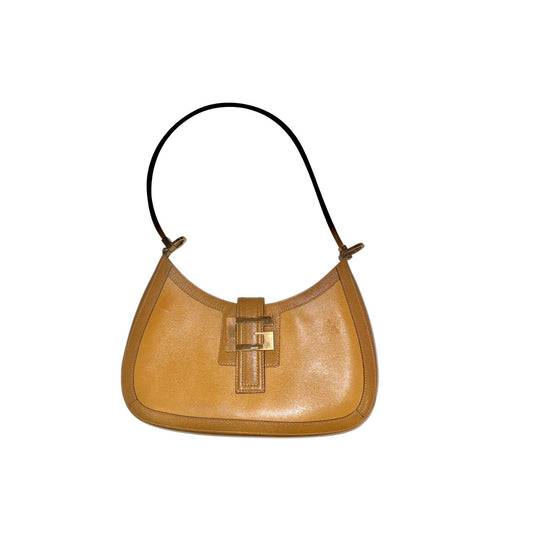 Gucci Vintage G Buckle Camel Shoulder Bag