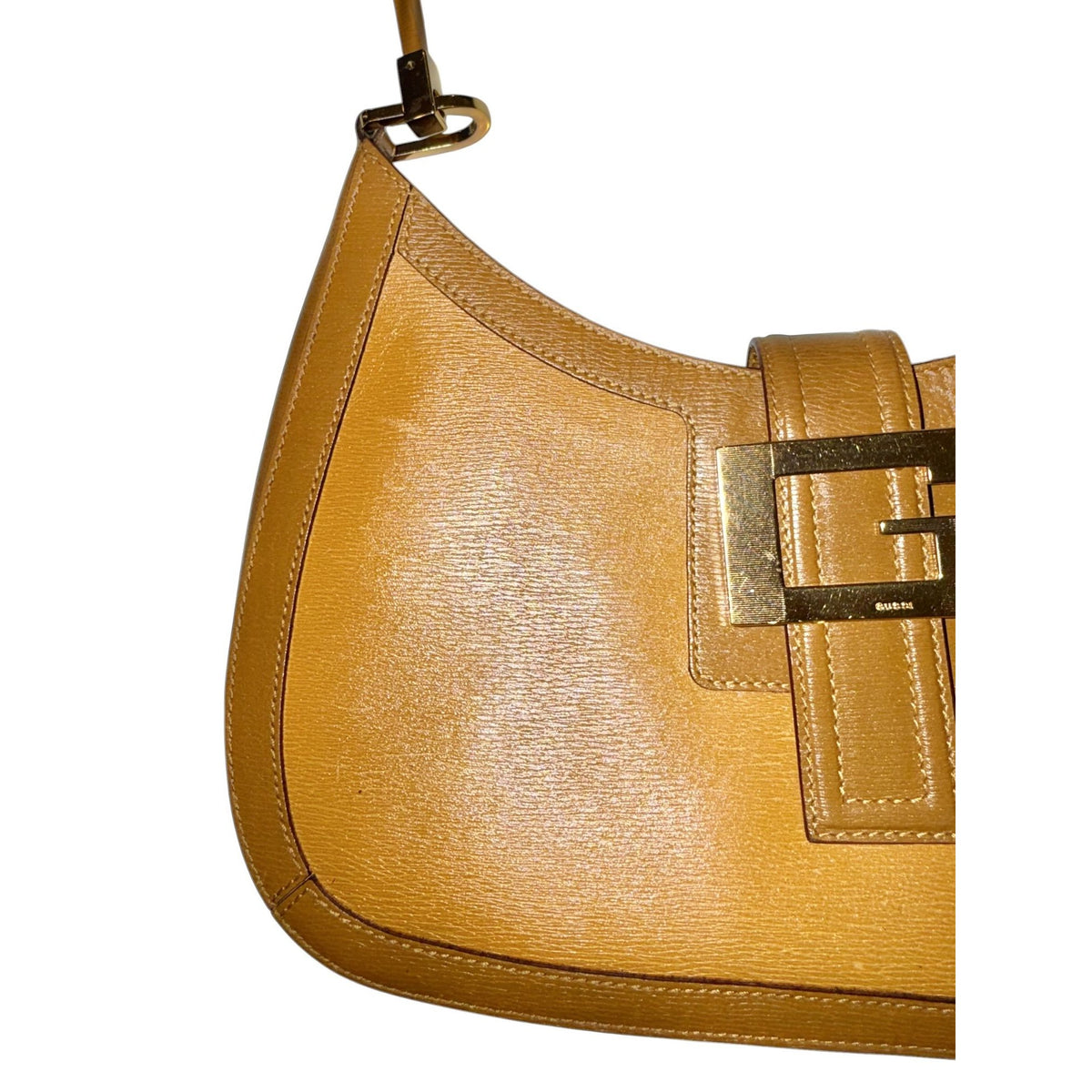 Gucci Vintage G Buckle Camel Shoulder Bag