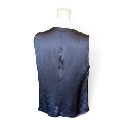 Akris Womens Navy Sleeveless Silk Blouse With Pleated Front Detail Size M