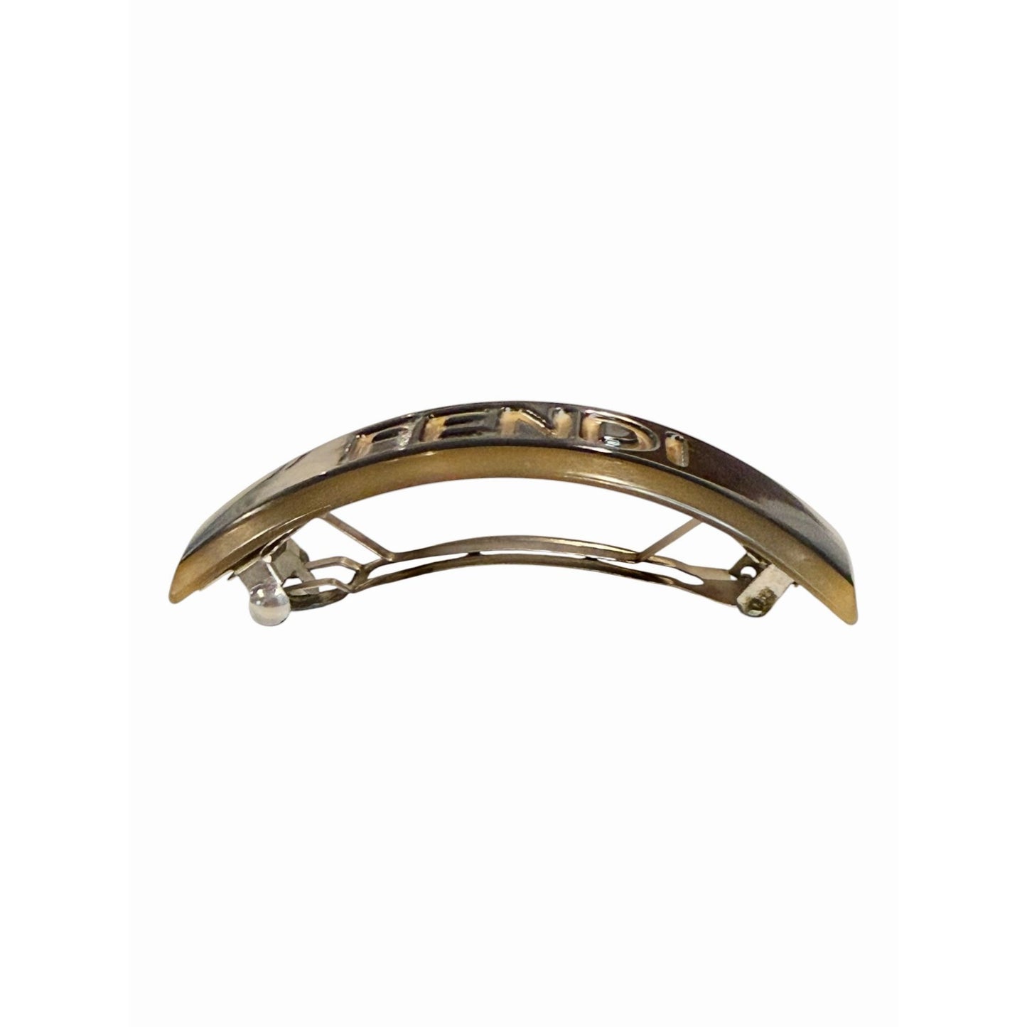 Fendi Black & Gold Logo Hair Barrette Clip
