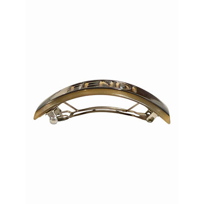 Fendi Black & Gold Logo Hair Barrette Clip