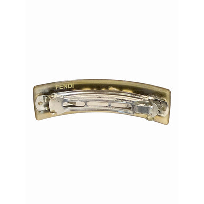 Fendi Black & Gold Logo Hair Barrette Clip