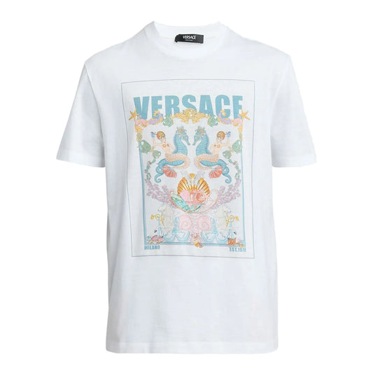 Versace Men's Postcard Logo Graphic T-Shirt, Large NWT