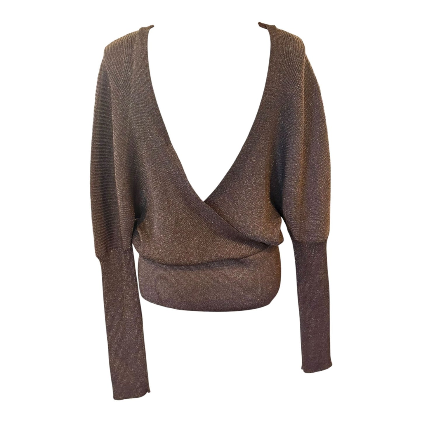 Lafayette 148 New York Ribbed Shimmer Dolman-Sleeve Sweater, Large NWT